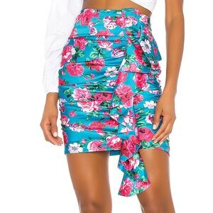 Ronny Kobo Lauryn Floral Ruffle Mini Skirt in Sky Multi